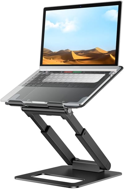Laptopstandaard voor bureau in hoogte verstelbaar, ergonomische zit-standaard computerstandaard voor een goede houding, aluminium staande laptopverhoger voor het beschermen van wervelkolom, compatibel