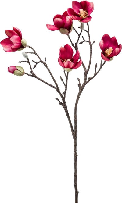 Emerald - Kunstbloem Magnolia mini 65cm donkerroze - Kunstplant voor binnen