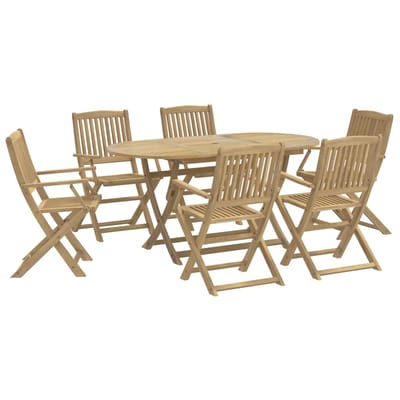 vidaXL - 7-delige - Tuinset - massief - acaciahout