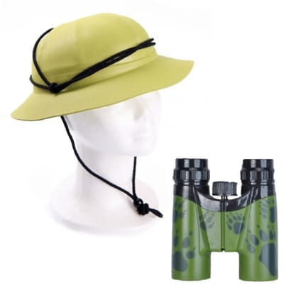 Carnaval verkleedset safari/jungle helm met verrekijker - kinderen - Onderzoeker/Ontdekkingsreiziger