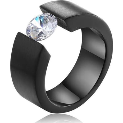 Mode Roestvrij Stalen Ringen Voor Mannen Vrouwen Luxe Grote Ronde Kristallen Zirkoon Ringen Bruiloft Verloving Sieraden Accessoires Geschenken 11 black
