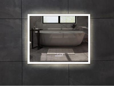Mawialux LED Badkamerspiegel - 100cm - Rechthoek - Verwarming - Digitale klok - Bluetooth - Nova