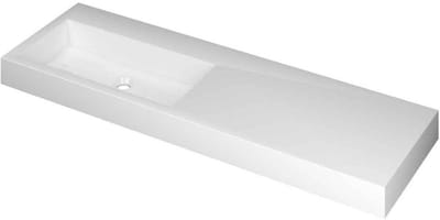 INK Momento Wastafel Polystone Wasbak Links Zonder Kraangat - 1400x450x90 mm - Glans Wit