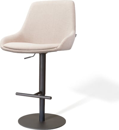 Nolon Niva-Isa Draaibare Tulp Barkruk Beige - Verstelbaar - Mat Zwart Onderstel - Modern - Stoffen
