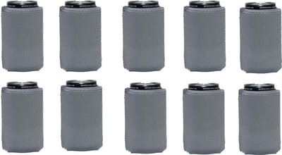 EIZOOK 10x Neopreen Blikkoelers Grijs – Koelhouders voor Bier- en Frisdrankblikjes 330 ml – Opvouwbare Can Coolers