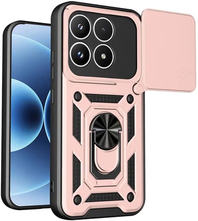 MobyDefend Hoesje - Geschikt voor Xiaomi 17 - Pantsercase Met Draaibare Ring - Rosé