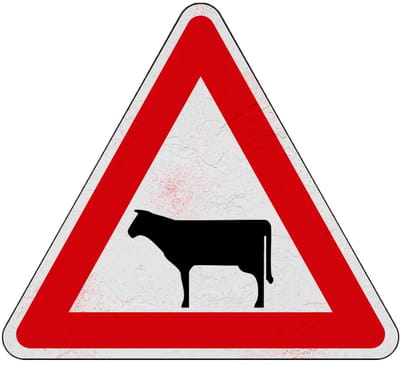 Pas op overstekend vee bord - J28 | Sign Again materiaal | 15 cm