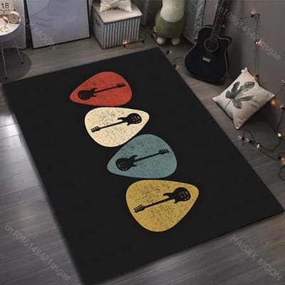 Muziekleven Muziekinstrumenten Print Tapijt voor Woonkamer Slaapkamer Bank Deurmat Decor Gebiedskleed Antislip Vloermat voor Cadeaus 40x60cm (16x24in)