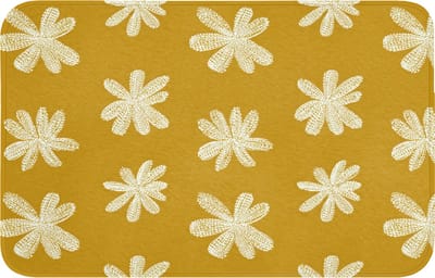WC mat 80x50 cm - Antislip - Bloem - Speels - Okergeel - Toiletmat - Vloermat - Douchemat - Toilet tapijt - Toiletmatten
