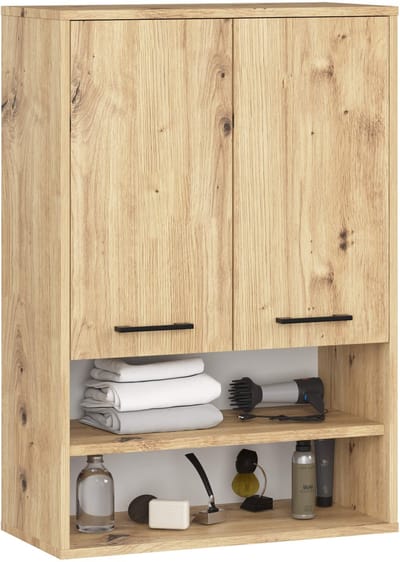 Hangende Badkamerkast FIN H934 W64 met 2 Deuren en 4 Planken / AKORD Furniture Factory / Artisan Eik / 64 x 94 x 30 cm