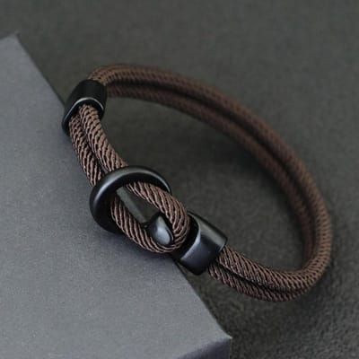 Mode touw armband mannen dubbele laag outdoor camping armband heren accessoires survival paracord armband cadeau voor hem S 18.5cm 7.3Inch black