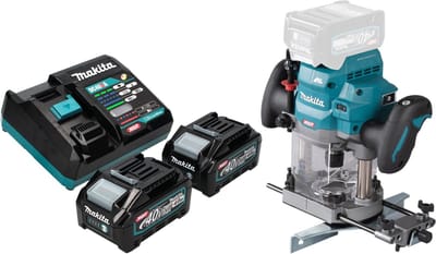 Makita RP 001 GM201 Draadloze bovenfrees 40 V max. 12 mm borstelloos + 2x accu 4.0 Ah + lader