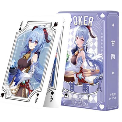 Genshin Impact Ganyu Cartes à Jouer Poker Jeux de Société Enfant Enfants Jouets Jouet Enfant Jeu de Cartes Set Anime Apparence Élégante Utilisation Quotidienne Pratique