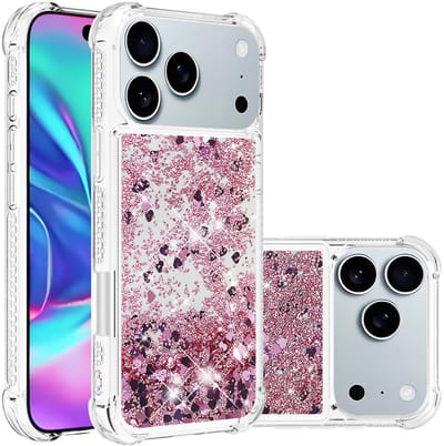 Coverup Hoesje - Geschikt voor iPhone 17 Pro Hoesje - Coverup Liquid Glitter Back Cover - Rose Gold