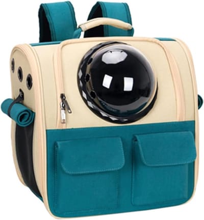 Dieren Rugzak - Reismand Kat Hond - Veilig Vervoer - Transparant Venster - 37x24x37 cm - Groen Bruin