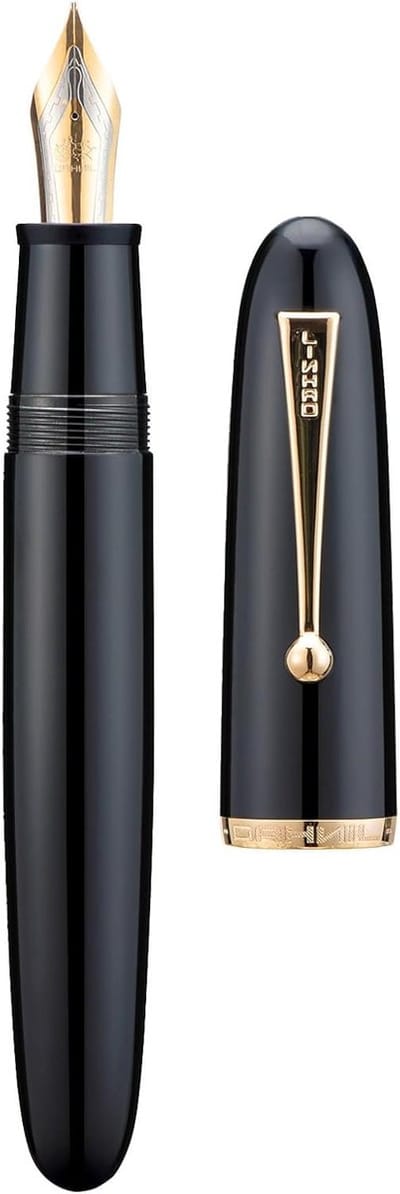 Dadao Vulpen met Extra Fijne Nib, Groot Formaat, Zwart Acryl Houder en Gouden Clip voor Schrijven en Tekenen