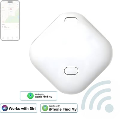 JustValue Bluetooth Locatietracker - Werkt met Apple Find My / Zoek Mijn - met Sleutelhanger - Smart Finder GPS Tag - Geschikt voor iPhone - Wit