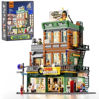 Lumibricks Record Store Miniatuur huisjes - Bouwpakket - Met LED verlichting - DIY modelbouw met 1980 bouwstenen - Bouwpakketten volwassenen - Bouwdoos F9058