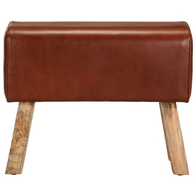 vidaXL - Bankje - turnbok - 58 - cm - echt - leer - en - massief - mangohout - bruin