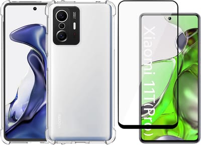 Hoesje Transparant geschikt voor Xiaomi Mi 11T / Mi 11T Pro - Shock Proof Hoesje Case met Versterkte rand en Full Screen Protector