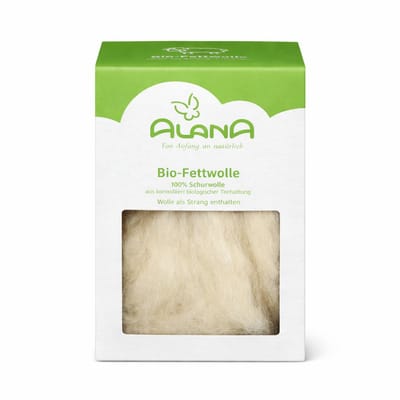Biologische Heilwol 50g – In Streng – Compacte Vetwol (Geen Losse Vezels) – 100% Schapenwol met Lanoline – Voor Baby & Gevoelige Huid