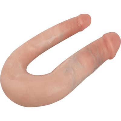 King Cock U-Shaped Double Trouble Dubbele Dildo Small - beige