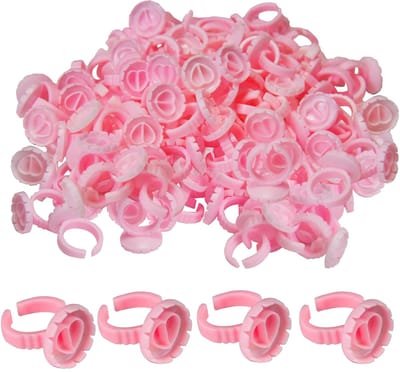 100 Stuks Lijm Ringen voor Wimpers, Lijmhouderringen, Wegwerp Plastic Lijm Ringen, Wegwerp Wimperlijm Ringen, Wimperlijm Houder, voor Nail Art, Wimper Verlenging, Tatoeage En Make-Up