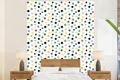 Behang - Fotobehang Stippen - Patronen - Geel - Breedte 225 cm x hoogte 280 cm