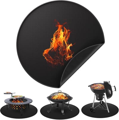 SnelShoppen - Ronde Vuurvaste Mat 90 cm - BBQ Bescherming, Grill Mat, Vloerbescherming, Hittebescherming voor Tuin, Haard, Vuurkorf - Ideaal voor Buit
