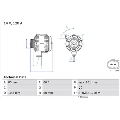Driefasige generator BOSCH 0 986 047 540