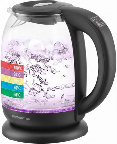 QORA® Waterkoker glas - Waterkoker - Zwart - 22cm x 16cm x 24cm