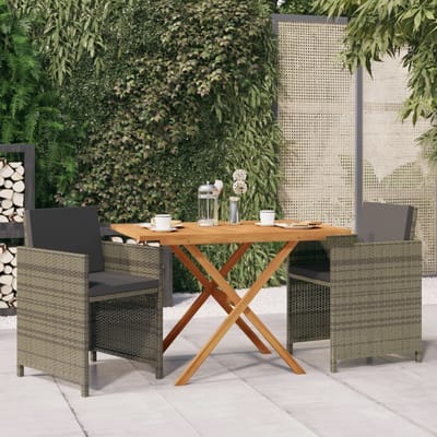 vidaXL - 3-delige - Tuinset - met - kussens - grijs