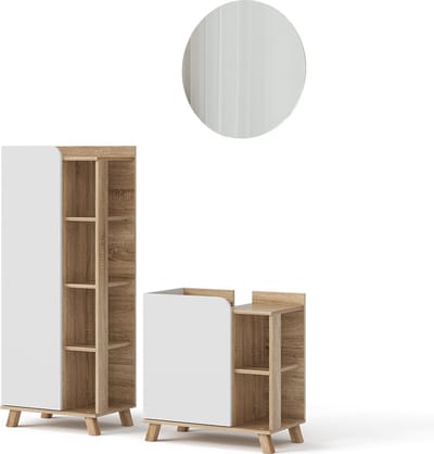 Vicco Karen Badkamermeubelset – 3 delen Sonoma/Wit