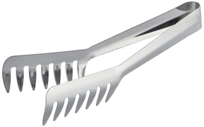 QTTVBTNA - RVS Voedsel Tang - Keuken Tool - Geschikt voor het oppakken van salades, pasta en brood - Zilver - 20,5x8,5x3,5cm - 1 Stuk