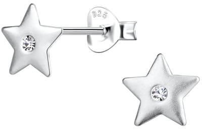 Joy|S - Zilveren ster oorbellen - 7 mm - kristal - sterling zilver 925