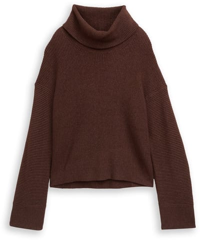 Tom Tailor - Oversized coltrui - Maat XL - dark pecan brown melange