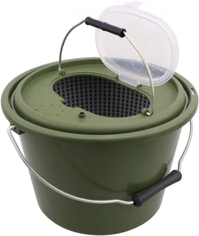 visemmer Draagbare wateremmer Dubbellaagse emmer for levende vissen Ademend gaas Klein Medium Grote PP-visemmer visvat(10L)