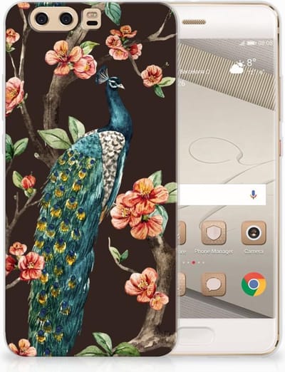 Huawei P10 Plus TPU Hoesje Pauw met Bloemen