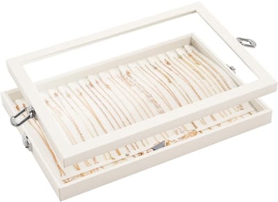 Ibenzoa® Elegante fluwelen sieradenorganizer met deksel en 18 haken voor kettingen