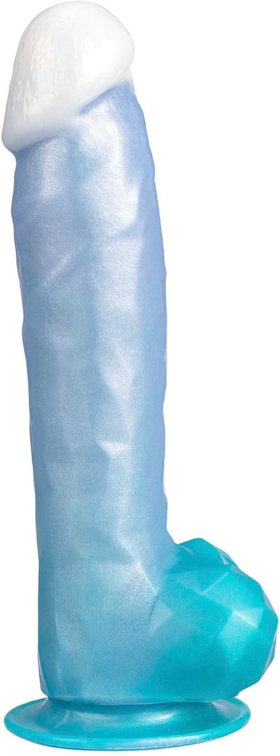 SILEXD - Angel Dildo - Vloeibare Silicone Dildo - 18.5 x 4.1 cm - Blauw/Wit/Turquoise