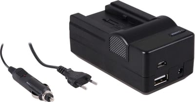 Huismerk 4-in-1 acculader voor Canon BP-709 / BP-718 / BP-727 / BP-745 - compact en licht - laden via stopcontact, auto, USB en Powerbank