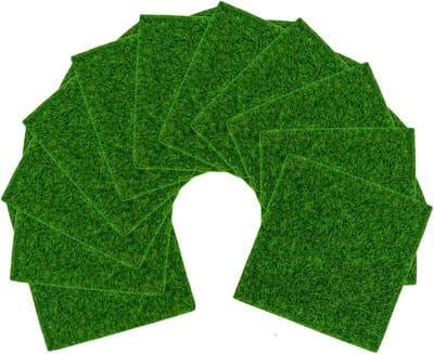 Set van 10 Kunstgras Matten voor Tuin en Miniatuur Decoratie 15x15 cm