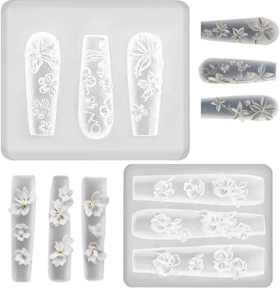 Dailygoods- Silicone Mallen voor Nagelkunst - 3 Stuks - Schattige Bloemvormen - Professioneel Ontwerp - Hoogwaardige Siliconen - Perfect voor Decoraties - Nagelstempels