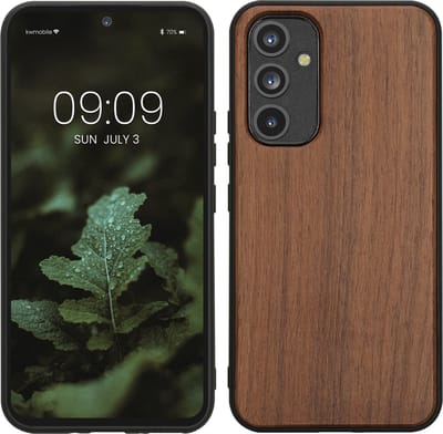 kwmobile telefoonhoesje geschikt voor Samsung Galaxy A54 5G - Hoesje met bumper in donkerbruin - Backcover - hout