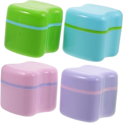 Opbergdoos Kunstgebit - Bewaarbox Beugel - Veilig Opbergen - Lekvrij Ontwerp - 8 x 7.3 x 7.3 cm - Diverse Kleuren