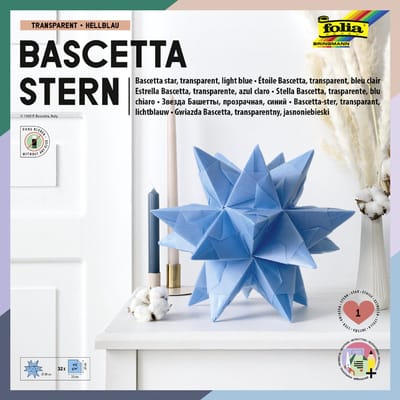 folia vouwbladen Bascetta-ster, 200 x 200 mm, lichtblauw, 32 vel