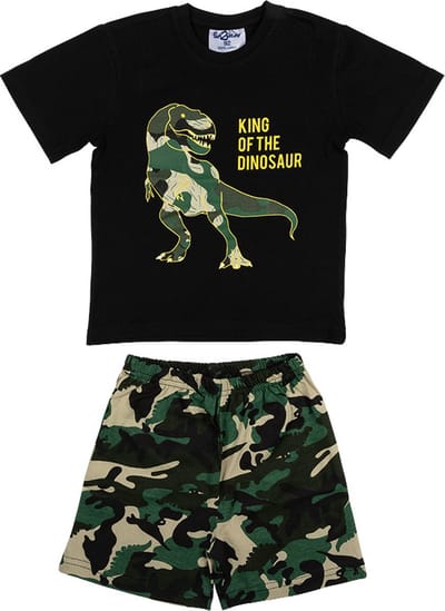 Fun2Wear - Dino Shortama Baby | Zwart - Katoen - Maat 74