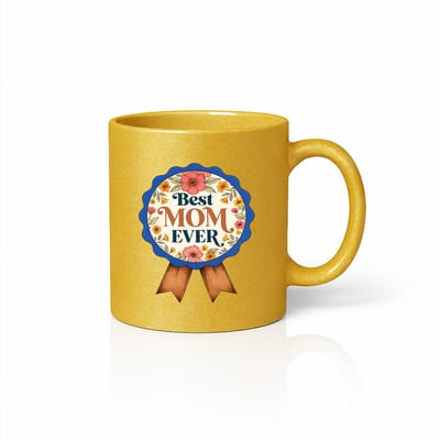 Best Mom Ever Mok 330 ml – gouden koffiemok met bloemen award design – Cadeau voor mama