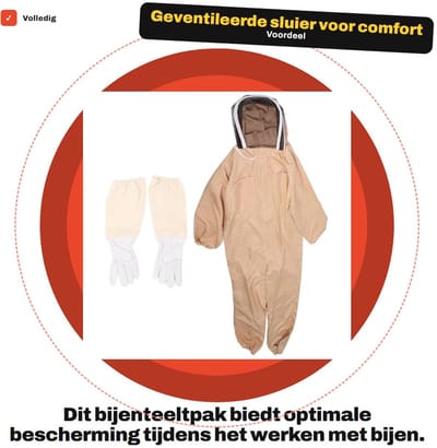Dailygoods- Bijenteeltpak Volledig Beschermend - Geventileerde Sluierkap - Lange Handschoenen - Transparant Ontwerp - Veiligheid bij Bijeninspecties - Geschikt voor Buitenactiviteiten - Imkerpak