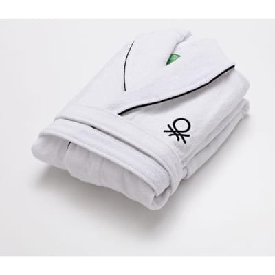 Badjas - Benetton - Wit - 100% katoen - Maat M/L - Machinewasbaar wit